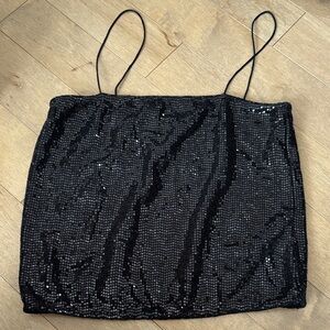 Black Sequin Camisole Top